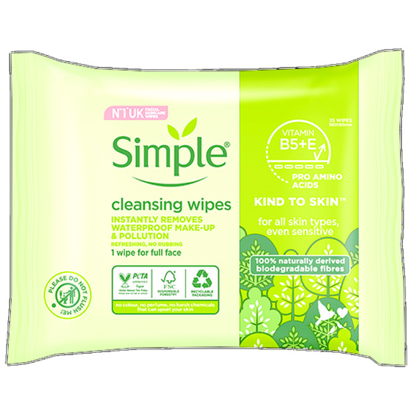 Simple Wipes Bio Degradable Cleansing  25pcs.